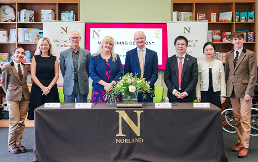 Dr Janet Rose, Norland students and representatives from Thames Holdings sign a Memorandum of Understanding